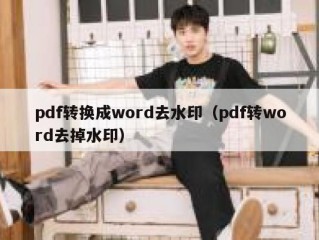 pdf转换成word去水印（pdf转word去掉水印）