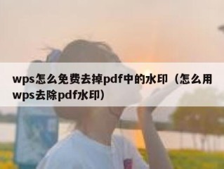 wps怎么免费去掉pdf中的水印（怎么用wps去除pdf水印）