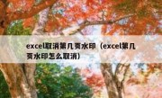 excel取消第几页水印（excel第几页水印怎么取消）