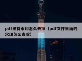 pdf里有水印怎么去掉（pdf文件里面的水印怎么去除）