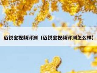 迈锐宝视频评测（迈锐宝视频评测怎么样）