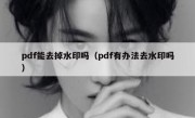 pdf能去掉水印吗（pdf有办法去水印吗）