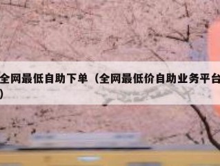 全网最低自助下单（全网最低价自助业务平台）