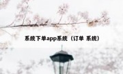 系统下单app系统（订单 系统）