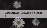 pdf去试用水印（pdf水印怎么去掉免费）