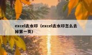 excel去水印（excel去水印怎么去掉第一页）