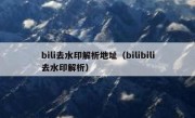 bili去水印解析地址（bilibili去水印解析）