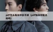 pdf怎么加水印去不掉（pdf加水印能去除吗）