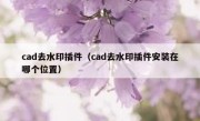 cad去水印插件（cad去水印插件安装在哪个位置）