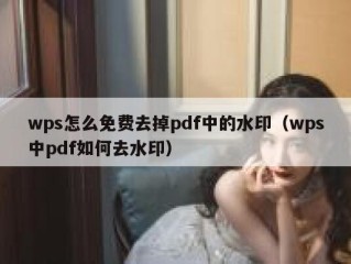 wps怎么免费去掉pdf中的水印（wps中pdf如何去水印）