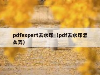 pdfexpert去水印（pdf去水印怎么弄）