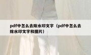 pdf中怎么去除水印文字（pdf中怎么去除水印文字和图片）