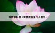 微信涨粉群（微信涨粉是什么意思）