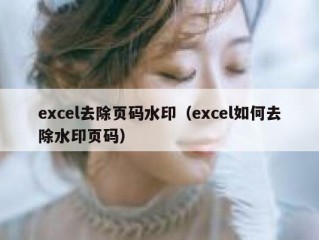 excel去除页码水印（excel如何去除水印页码）