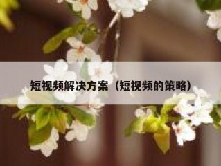 短视频解决方案（短视频的策略）