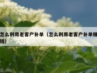 怎么利用老客户补单（怎么利用老客户补单赚钱）