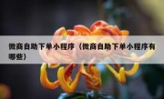 微商自助下单小程序（微商自助下单小程序有哪些）