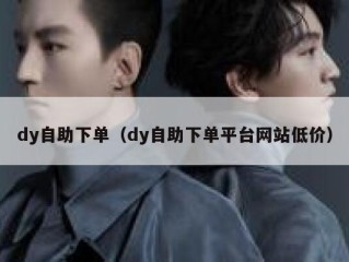 dy自助下单（dy自助下单平台网站低价）