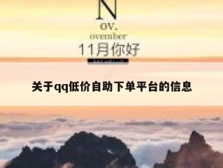 关于qq低价自助下单平台的信息