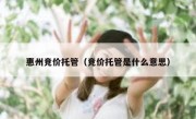 惠州竞价托管（竞价托管是什么意思）