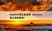 keyshot怎么去水印（keyshot怎么去除黑点）