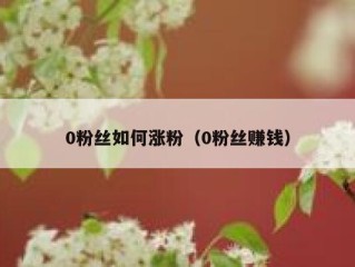 0粉丝如何涨粉（0粉丝赚钱）