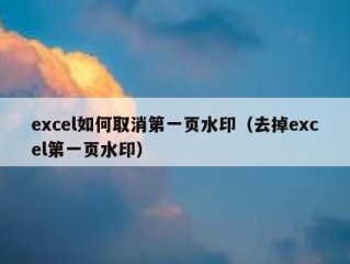 excel如何取消第一页水印（去掉excel第一页水印）