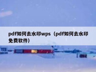 pdf如何去水印wps（pdf如何去水印免费软件）