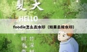 foodie怎么去水印（如果去除水印）