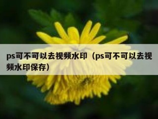 ps可不可以去视频水印（ps可不可以去视频水印保存）