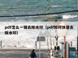 pdf怎么一键去除水印（pdf如何快速去除水印）