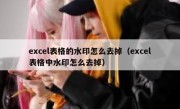 excel表格的水印怎么去掉（excel表格中水印怎么去掉）