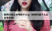 如何打造公众号的个人ip（如何打造个人公众号文章）