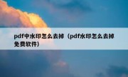 pdf中水印怎么去掉（pdf水印怎么去掉免费软件）