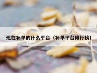 现在补单的什么平台（补单平台排行榜）