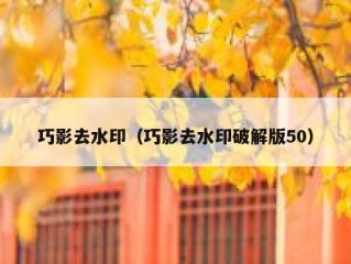 巧影去水印（巧影去水印破解版50）