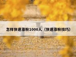 怎样快速涨粉1000人（快速涨粉技巧）