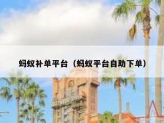 蚂蚁补单平台（蚂蚁平台自助下单）