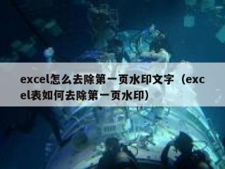 excel怎么去除第一页水印文字（excel表如何去除第一页水印）