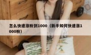 怎么快速涨粉到1000（新手如何快速涨1000粉）