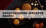 株洲抖音代运营企业有哪些（株洲抖音运营管理培训学校）