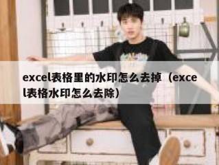 excel表格里的水印怎么去掉（excel表格水印怎么去除）