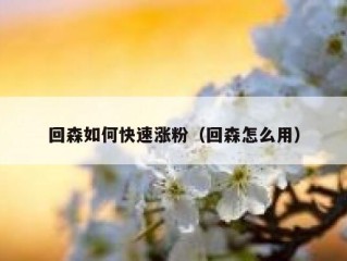 回森如何快速涨粉（回森怎么用）