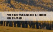 视频号如何快速涨粉1000（不到1000粉丝怎么开播）