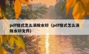 pdf格式怎么消除水印（pdf格式怎么消除水印文件）