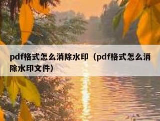 pdf格式怎么消除水印（pdf格式怎么消除水印文件）