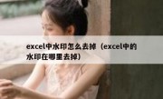 excel中水印怎么去掉（excel中的水印在哪里去掉）