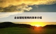 企业版短视频的简单介绍