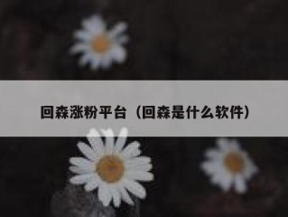 回森涨粉平台（回森是什么软件）