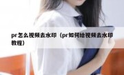 pr怎么视频去水印（pr如何给视频去水印教程）